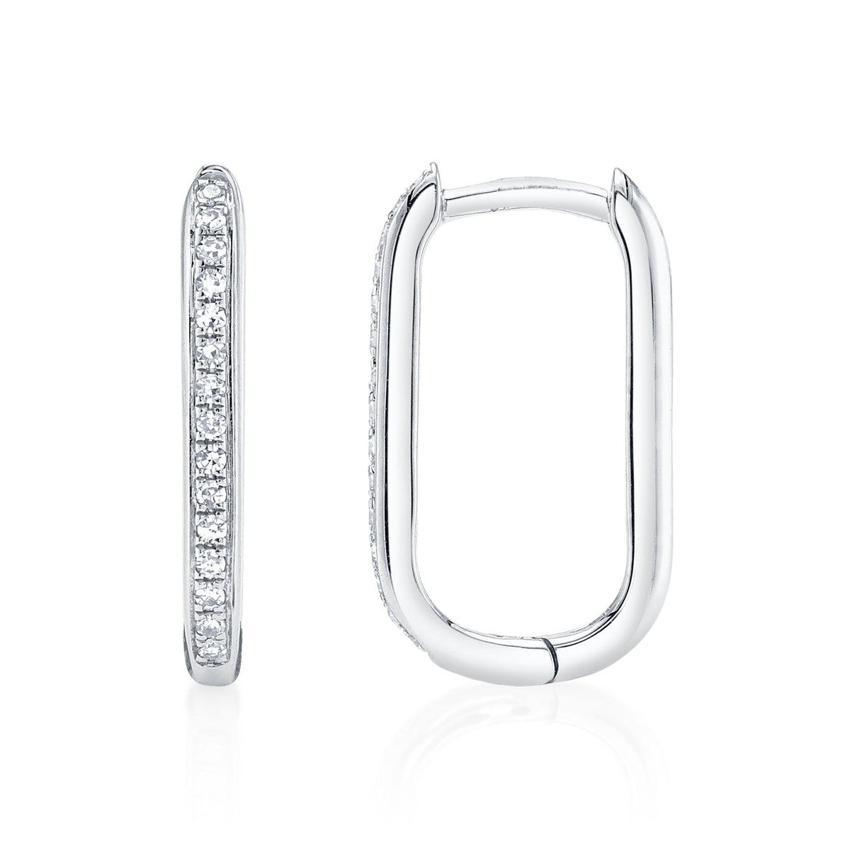 0.08CT 14K W/G DIAMOND OVAL HOOP EARRING