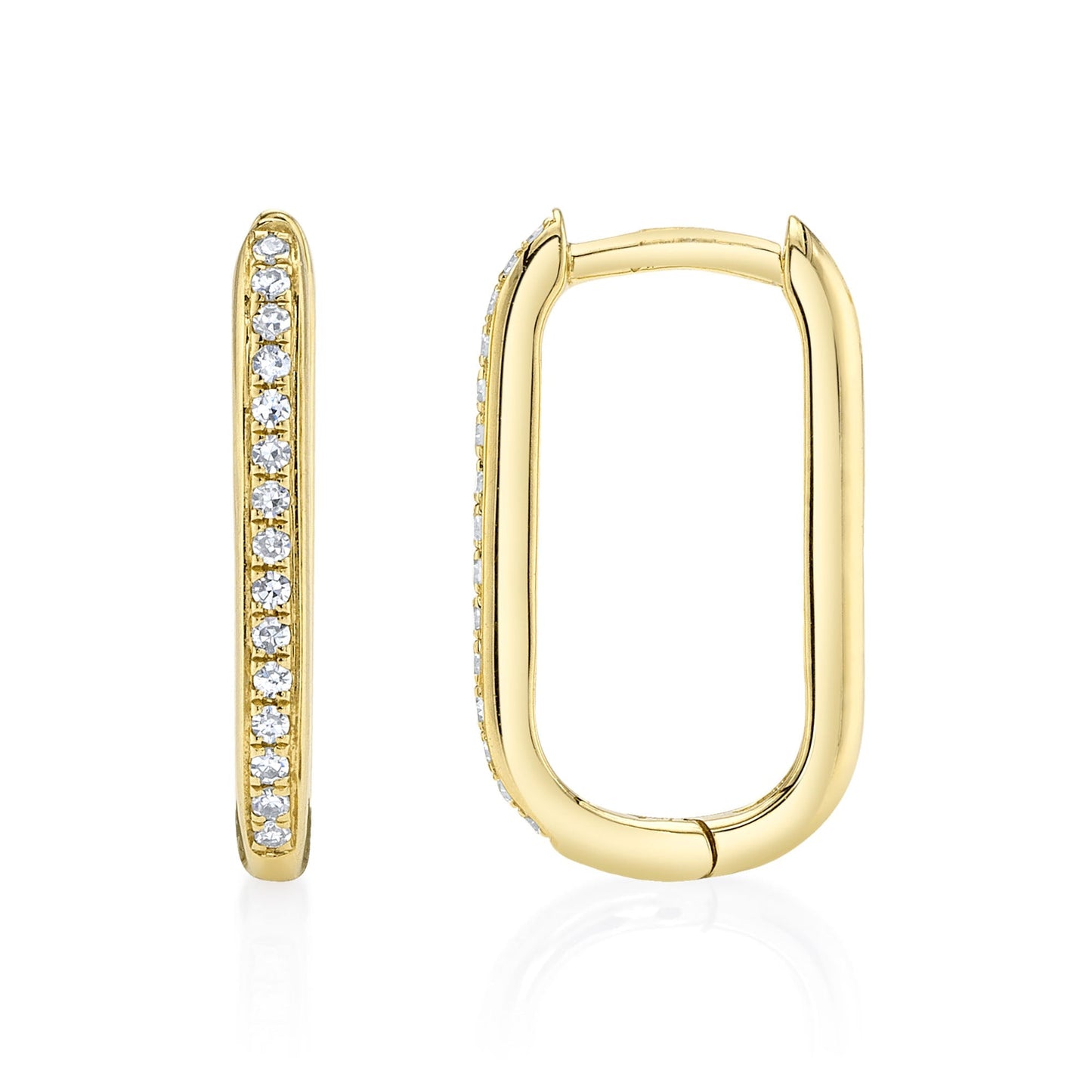 0.08CT 14K Y/G DIAMOND OVAL HOOP EARRING