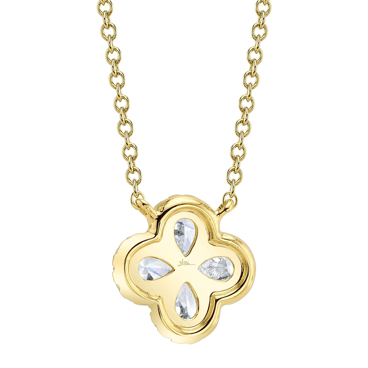0.41CT 14K Y/G DIAMOND PEAR CLOVER NECKLACE