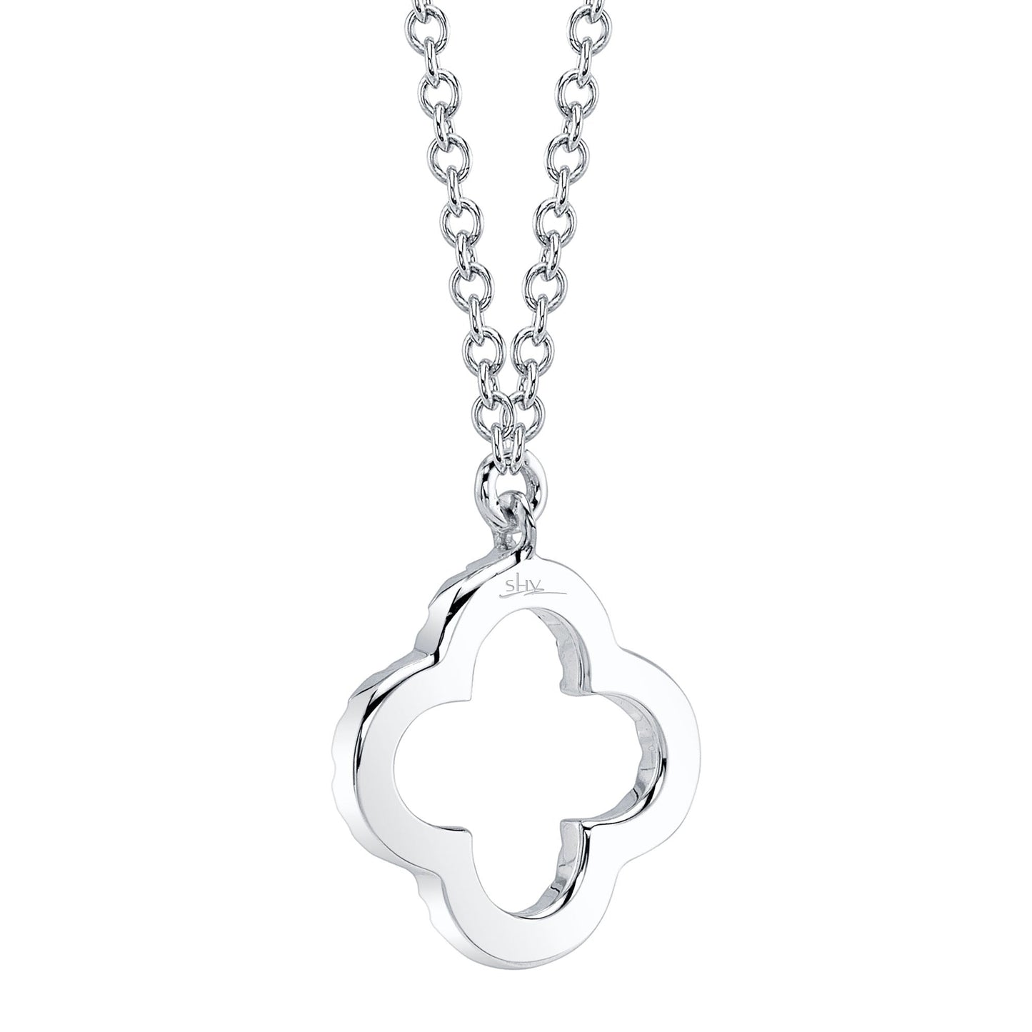 0.08CT 14K W/G DIAMOND CLOVER NECKLACE