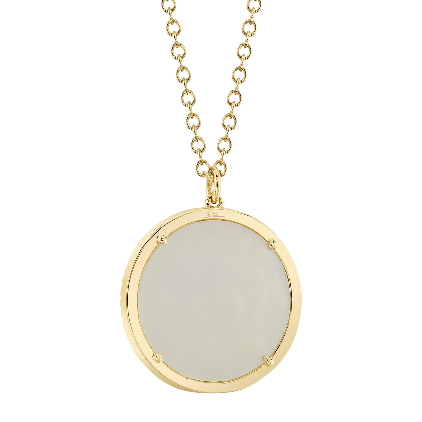 0.32CT DIAMOND & 2.88CT MOTHER OF PEARL 14K Y/G NECKLACE