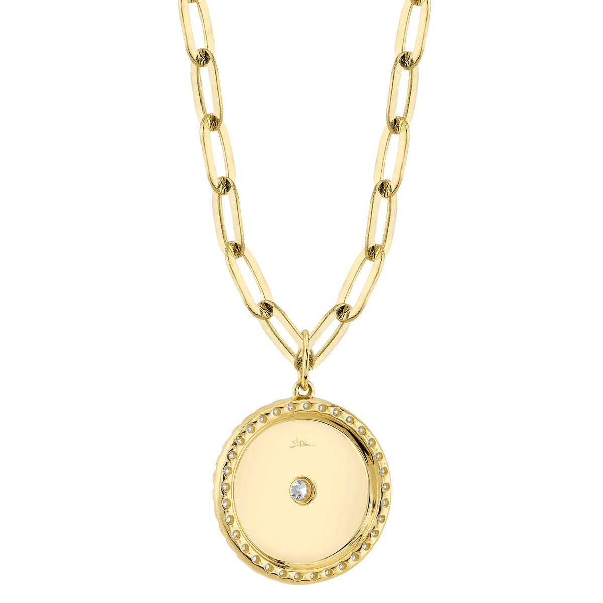 0.43CT 14K Y/G DIAMOND BEZEL STAR PAPER CLIP LINK NECKLACE