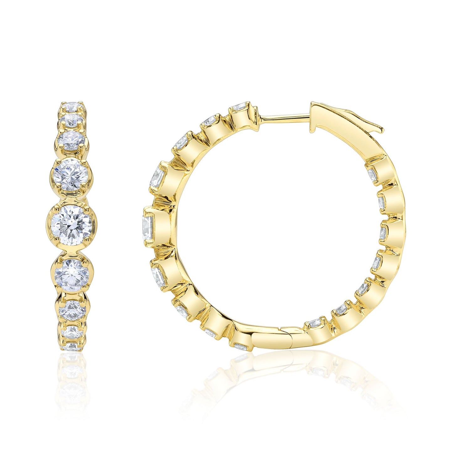 3.63CT 14K Y/G DIAMOND CROWN SETTING HOOP EARRING