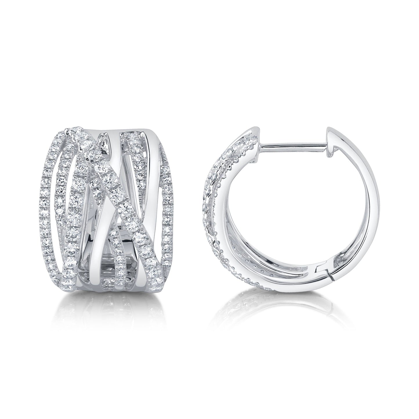 0.83CT 14K W/G DIAMOND BRIDGE HOOP EARRING