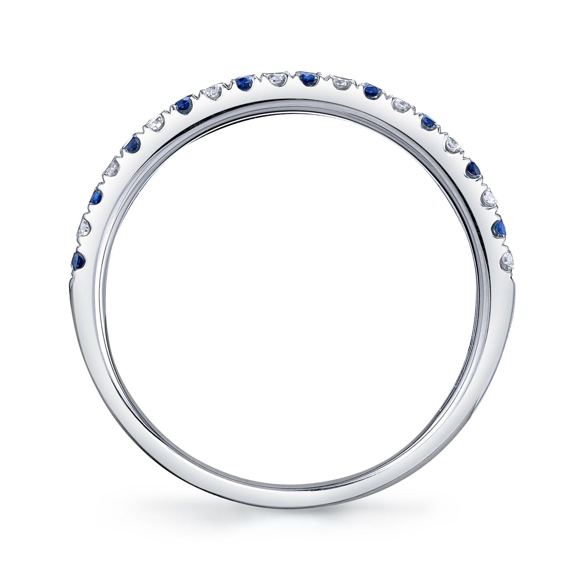 0.10CT DIAMOND & 0.10CT BLUE SAPPHIRE 14K W/G LADY'S BAND