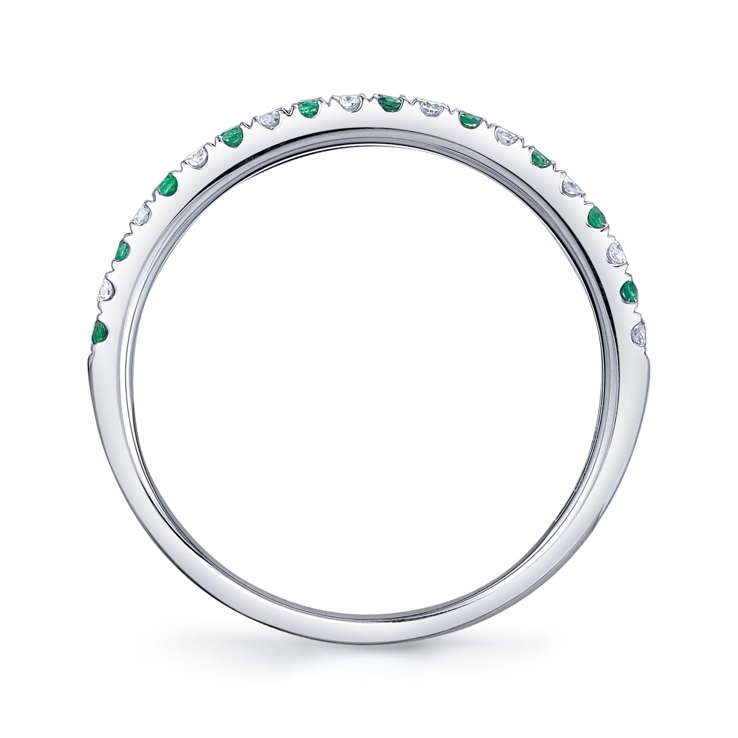 0.10CT DIAMOND & 0.10CT EMERALD 14K W/G LADY'S BAND