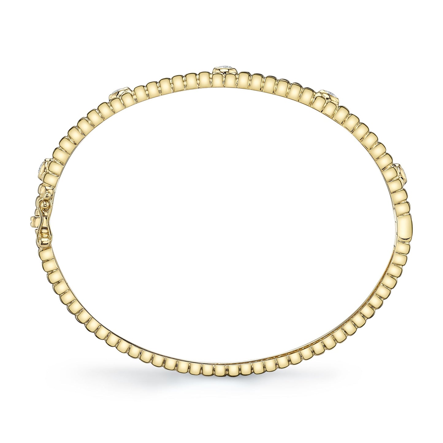 0.33CT 14K Y/G DIAMOND BEZEL RIBBED BANGLE