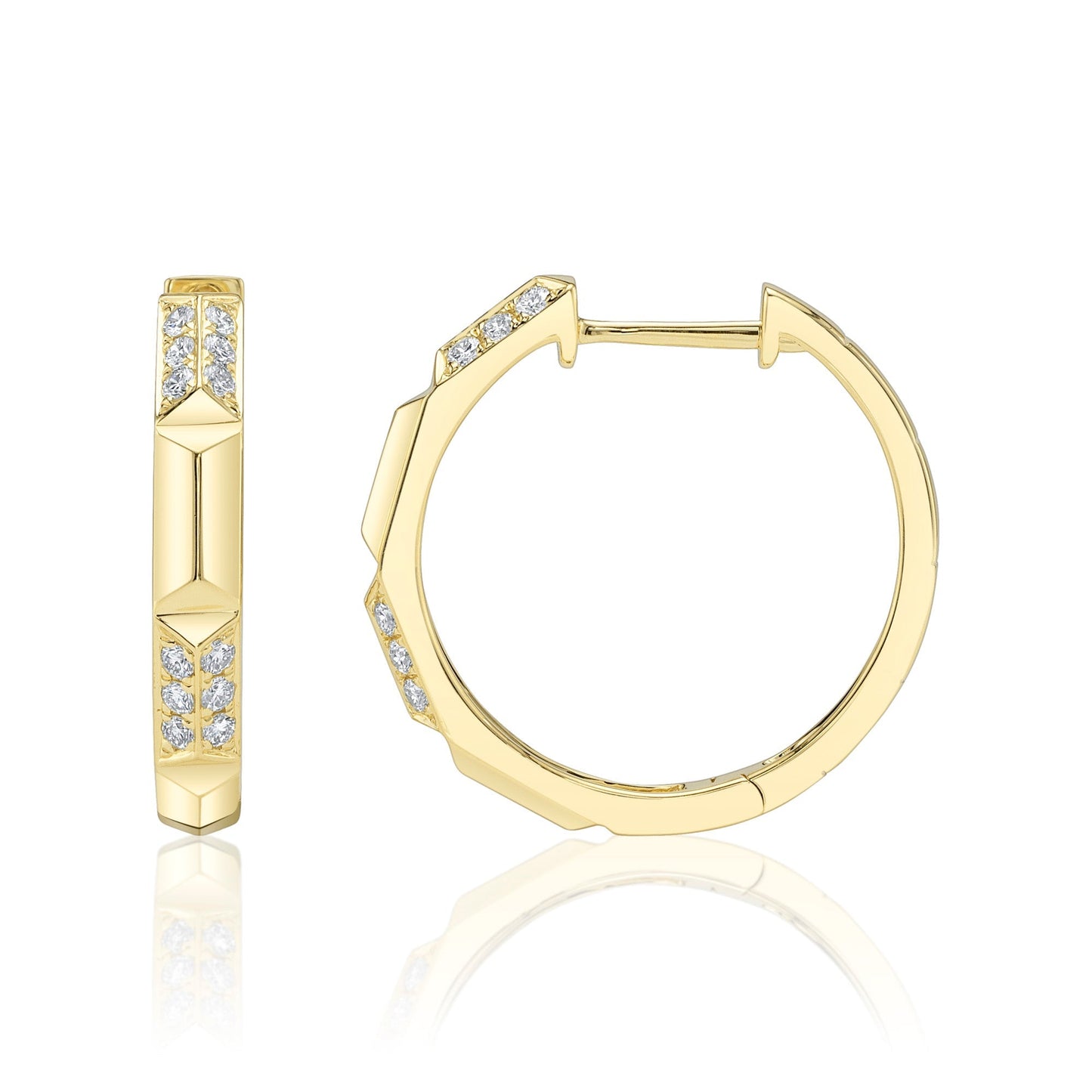 0.24CT 14K Y/G DIAMOND GEO CUT HOOP EARRING