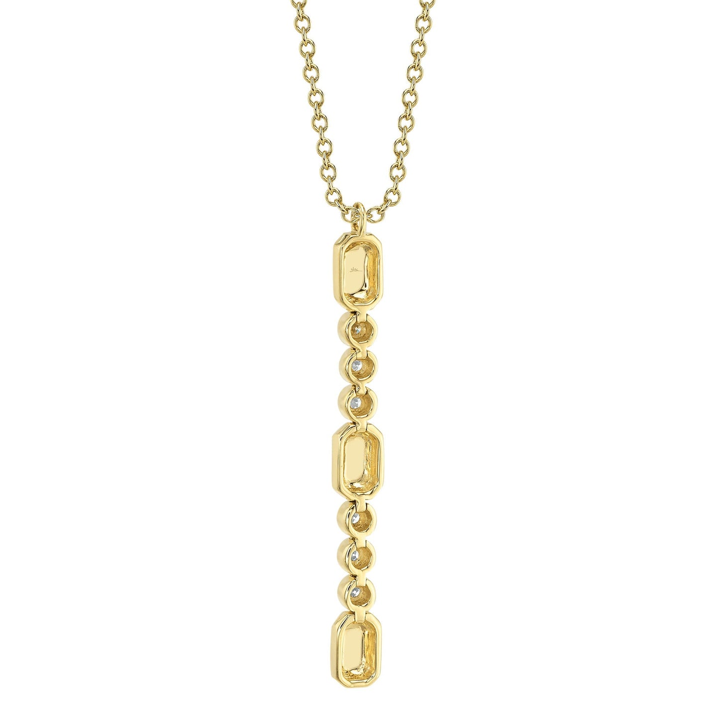 0.09CT 14K Y/G DIAMOND BEZEL GEO CUT LARIAT NECKLACE