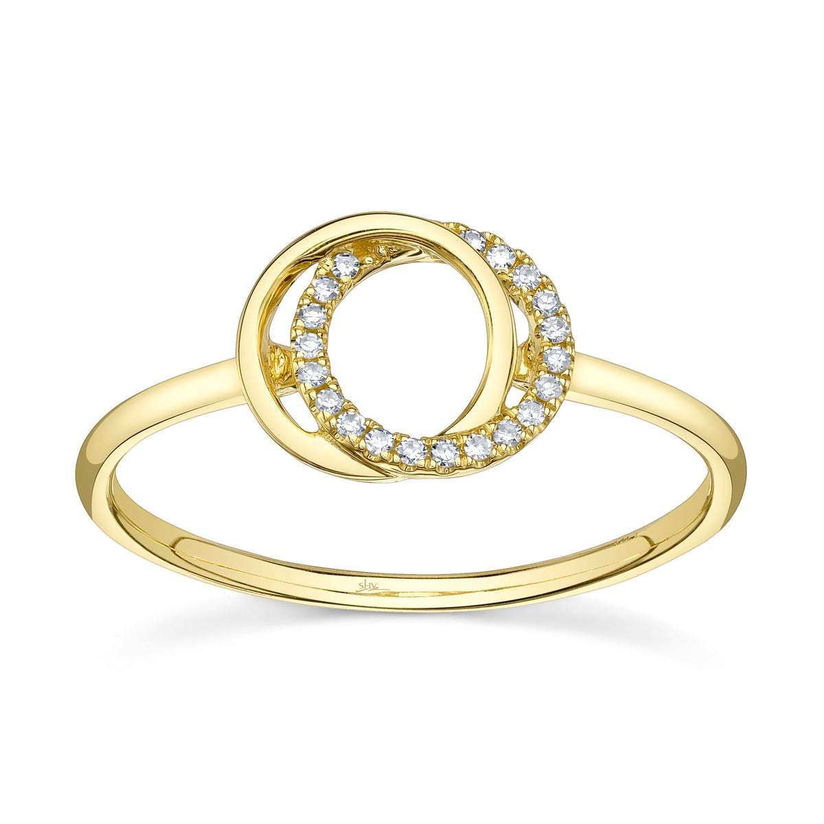 0.07CT 14K Y/G DIAMOND LOVE KNOT CIRCLE RING