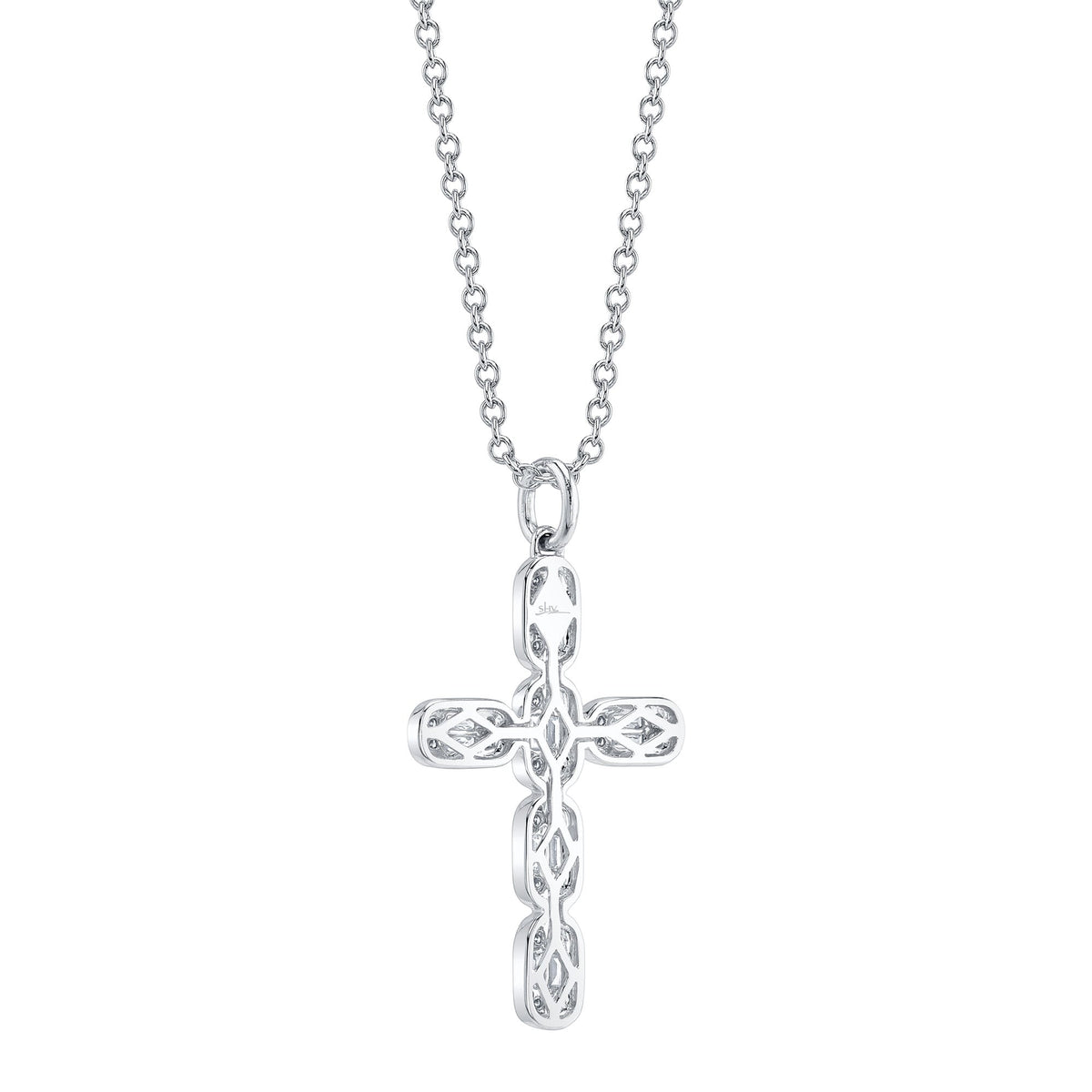 0.30CT 14K W/G DIAMOND BAGUETTE CROSS NECKLACE