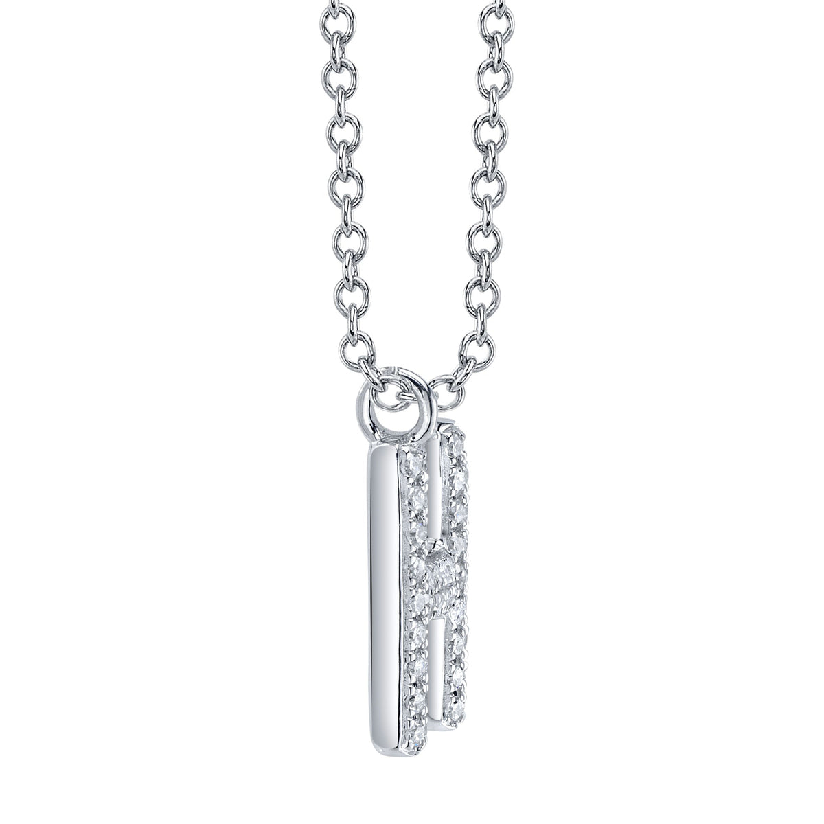 0.09CT 14K W/G DIAMOND PAVE NECKLACE - INITIAL H