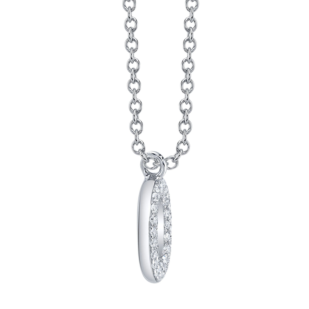 0.08CT 14K W/G DIAMOND PAVE NECKLACE - INITIAL O