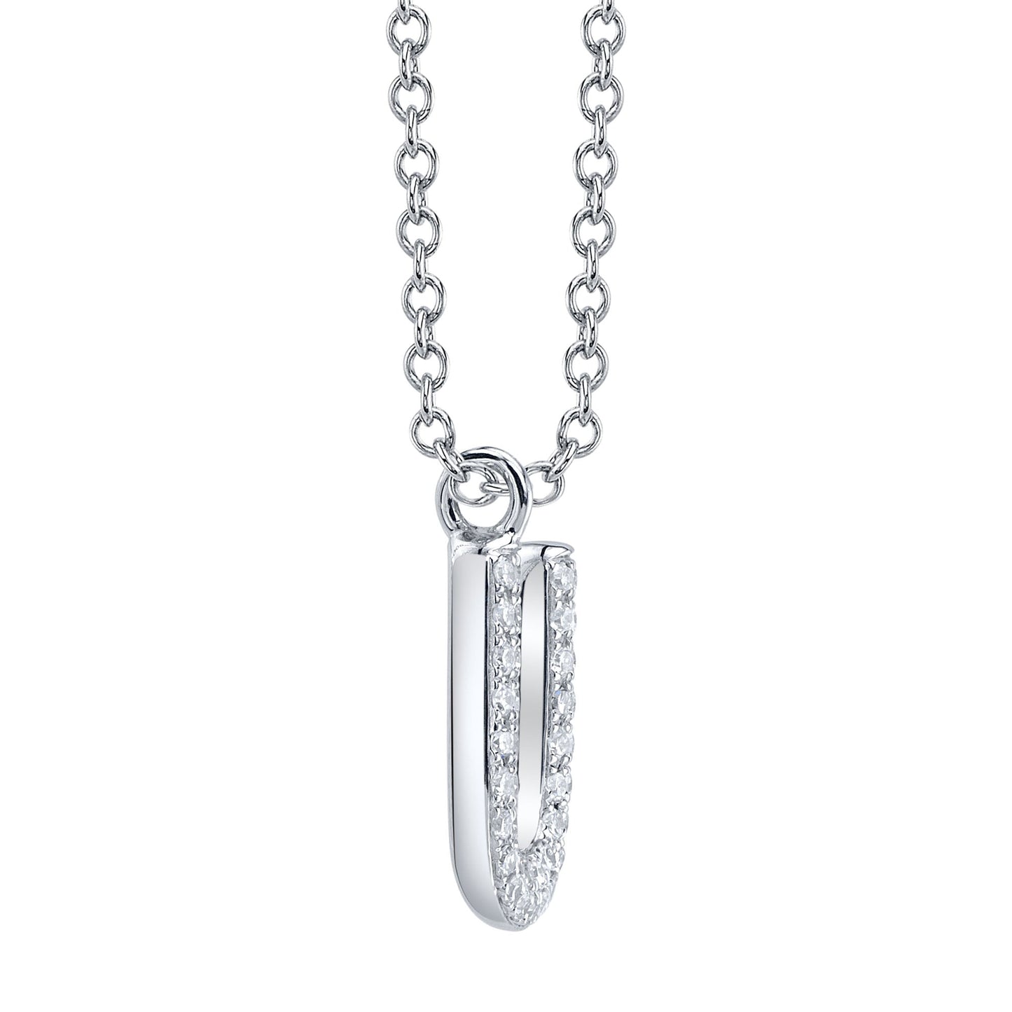 0.09CT 14K W/G DIAMOND PAVE NECKLACE - INITIAL U