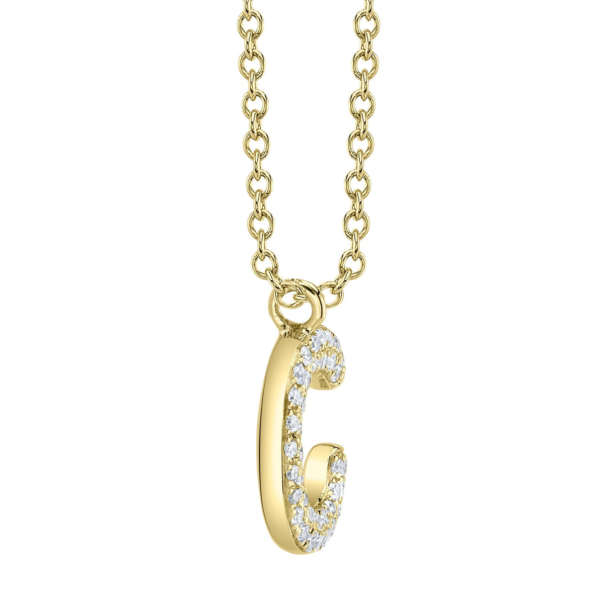 0.08CT 14K Y/G DIAMOND PAVE NECKLACE - INITIAL C