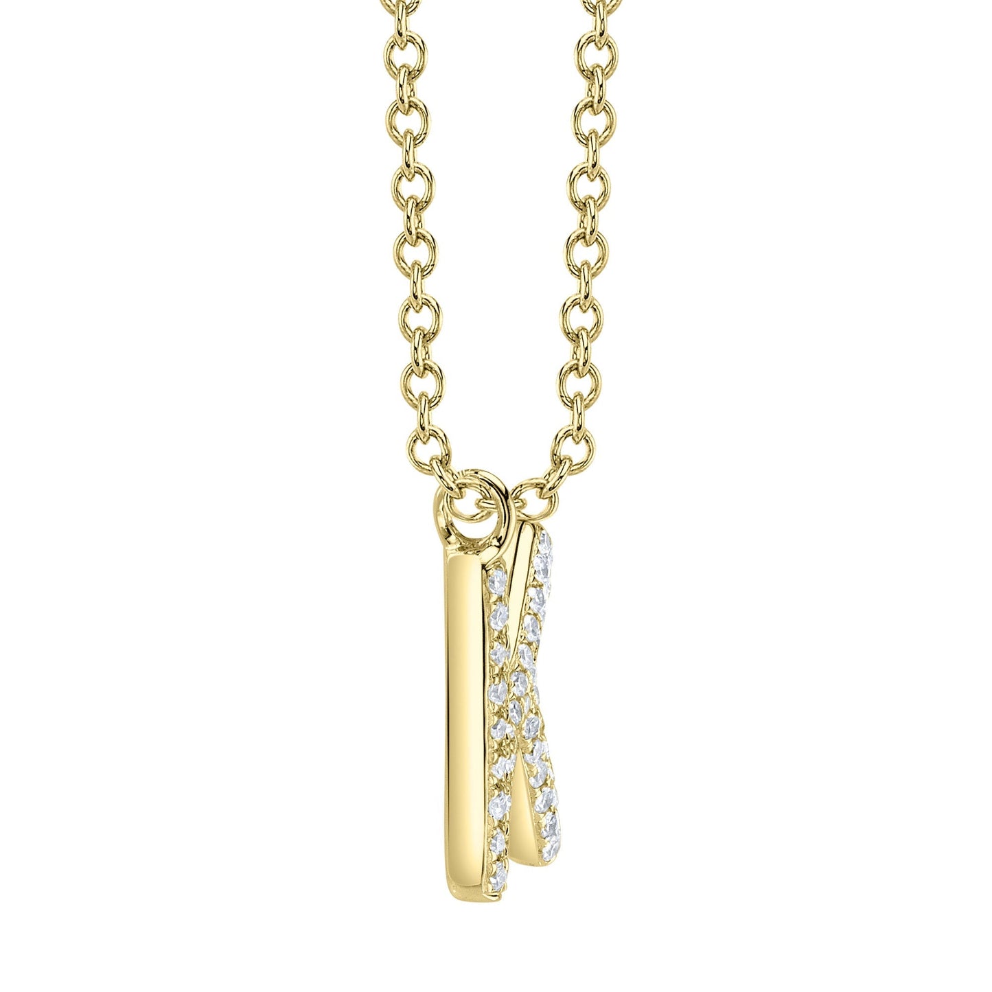 0.10CT 14K Y/G DIAMOND PAVE NECKLACE - INITIAL K