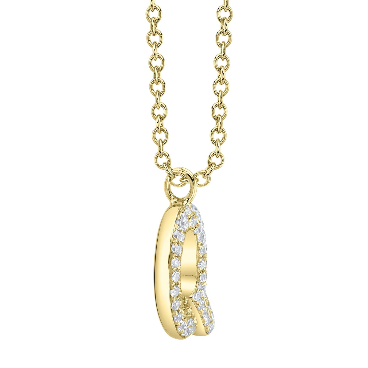 0.11CT 14K Y/G DIAMOND PAVE NECKLACE - INITIAL Q