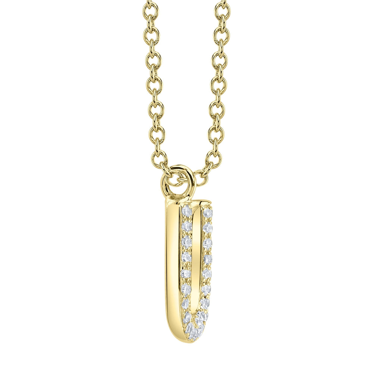 0.09CT 14K Y/G DIAMOND PAVE NECKLACE - INITIAL U