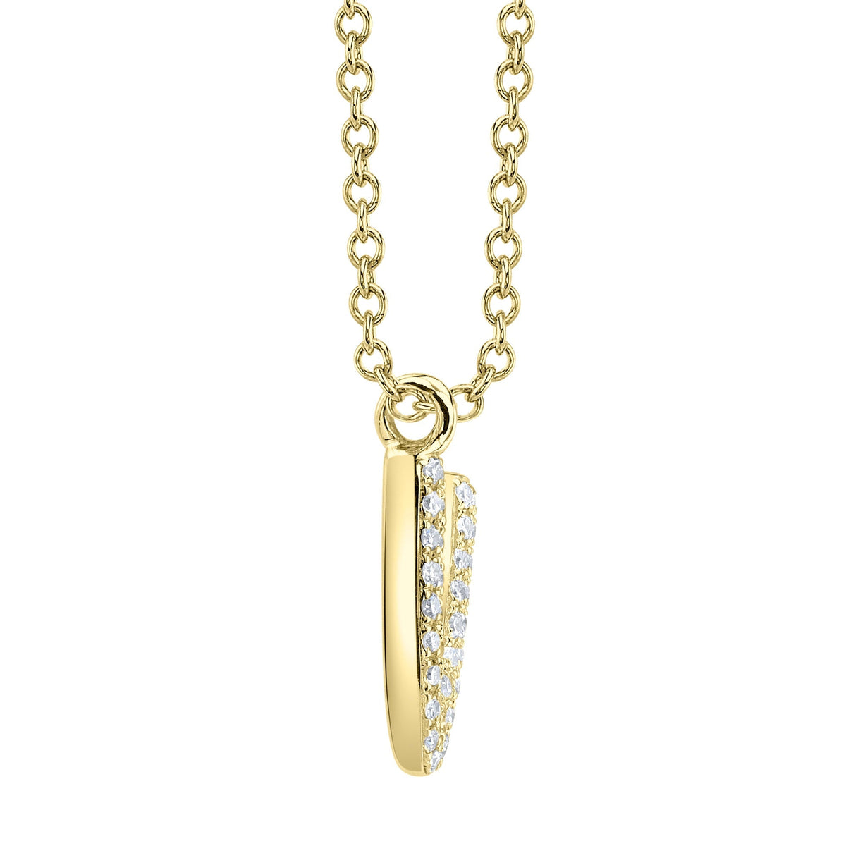 0.07CT 14K Y/G DIAMOND PAVE NECKLACE - INITIAL V