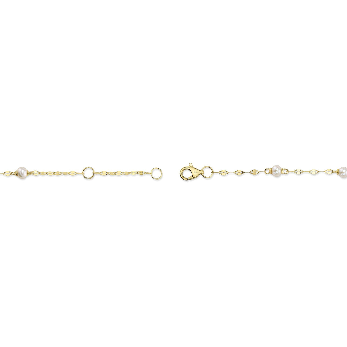 14K Y/G CULTURED PEARL SPARKLE CHAIN BRACELET