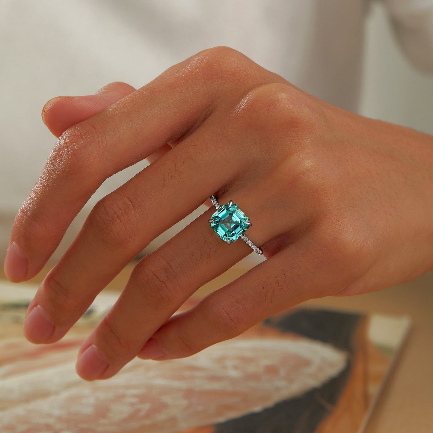 Fancy Lab-Grown Sapphire Solitaire Ring
