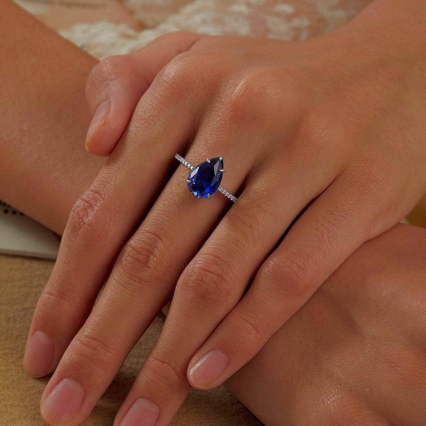 Lab-Grown Sapphire Solitaire Ring