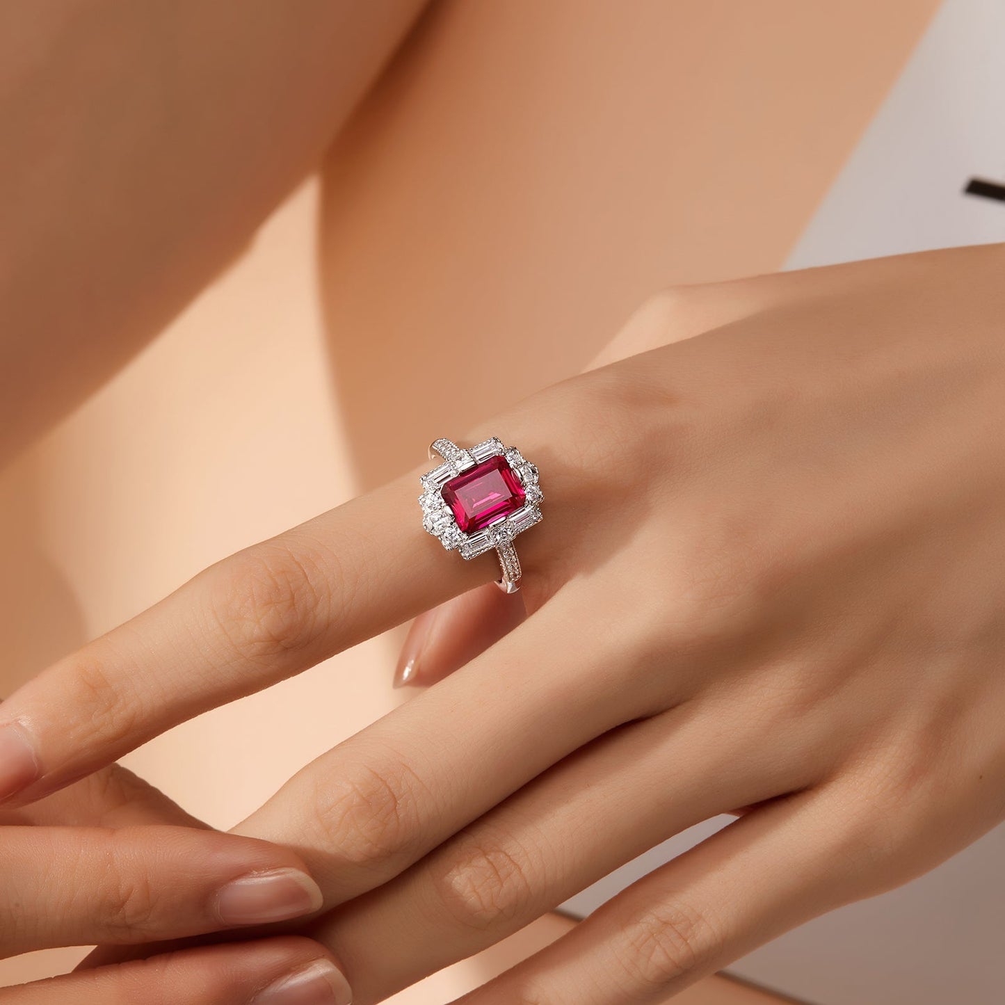 Fancy Lab-Grown Sapphire Halo Ring