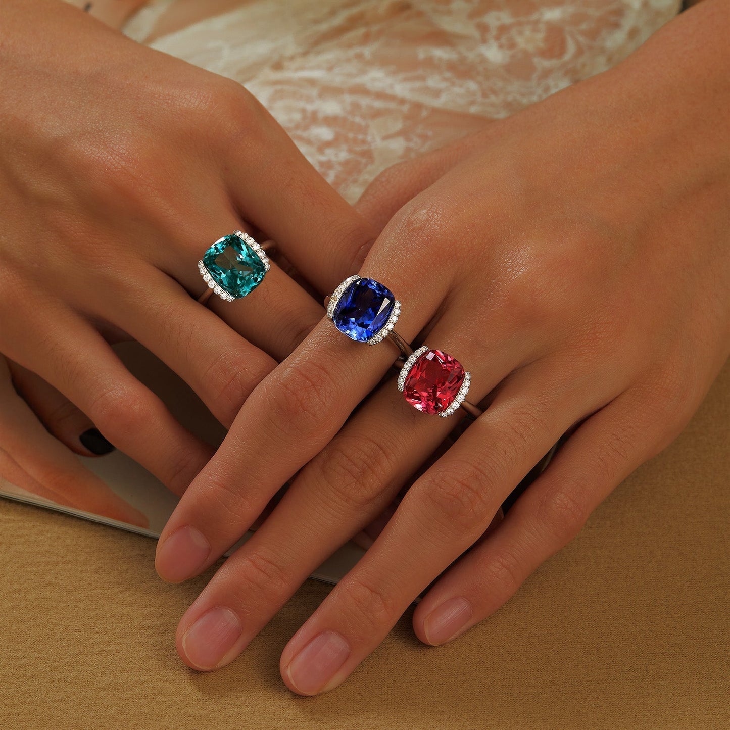 Fancy Lab-Grown Tanzanite Ring