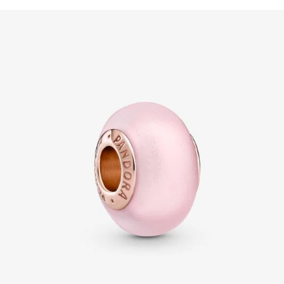 Rose Gold Matte Pink Murano Glass Pandora Bead