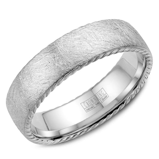 CrownRing 6MM Wedding Band with Textured Finish & Rope Detailing WB-006R6W