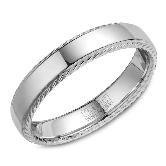 CrownRing 5MM Wedding Band with Polished Center & Rope Detailing WB-007R5W