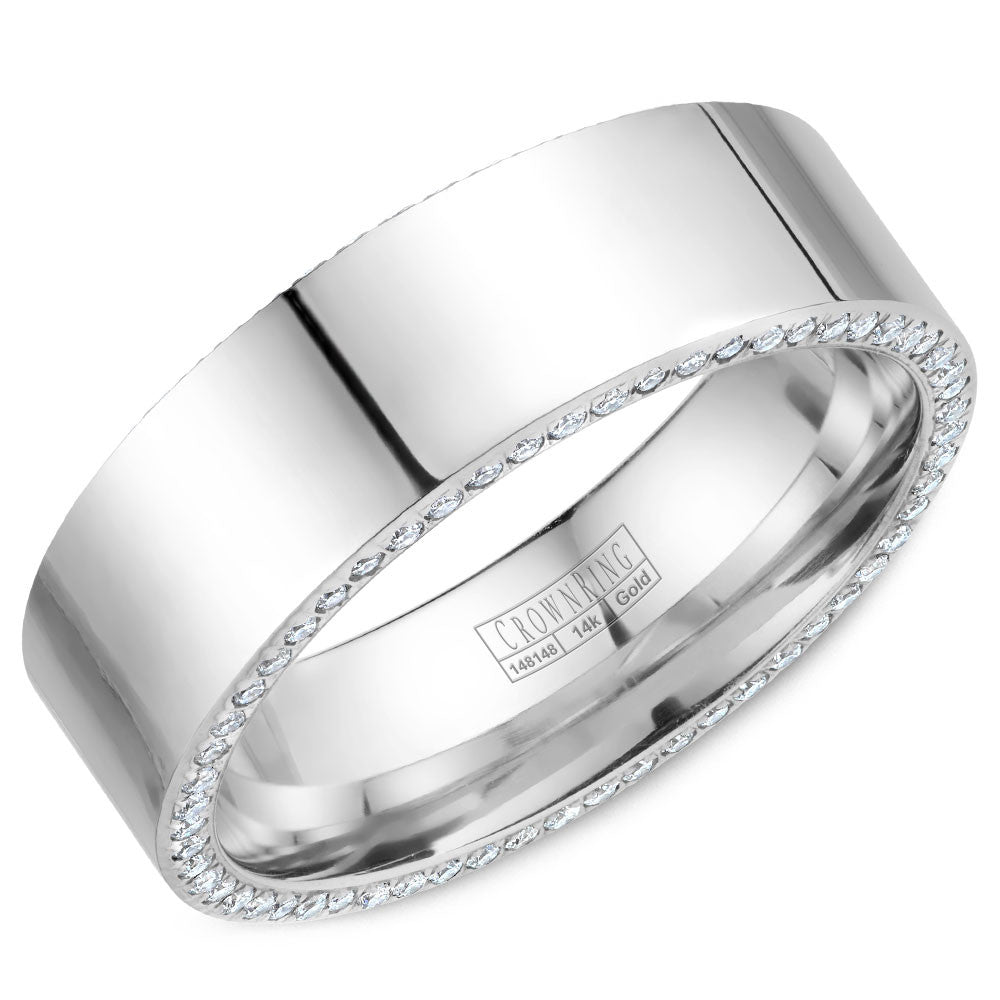 CrownRing 7.5MM Eternity Edge Set Diamond Wedding Band with Polished Finish WB-033D75W