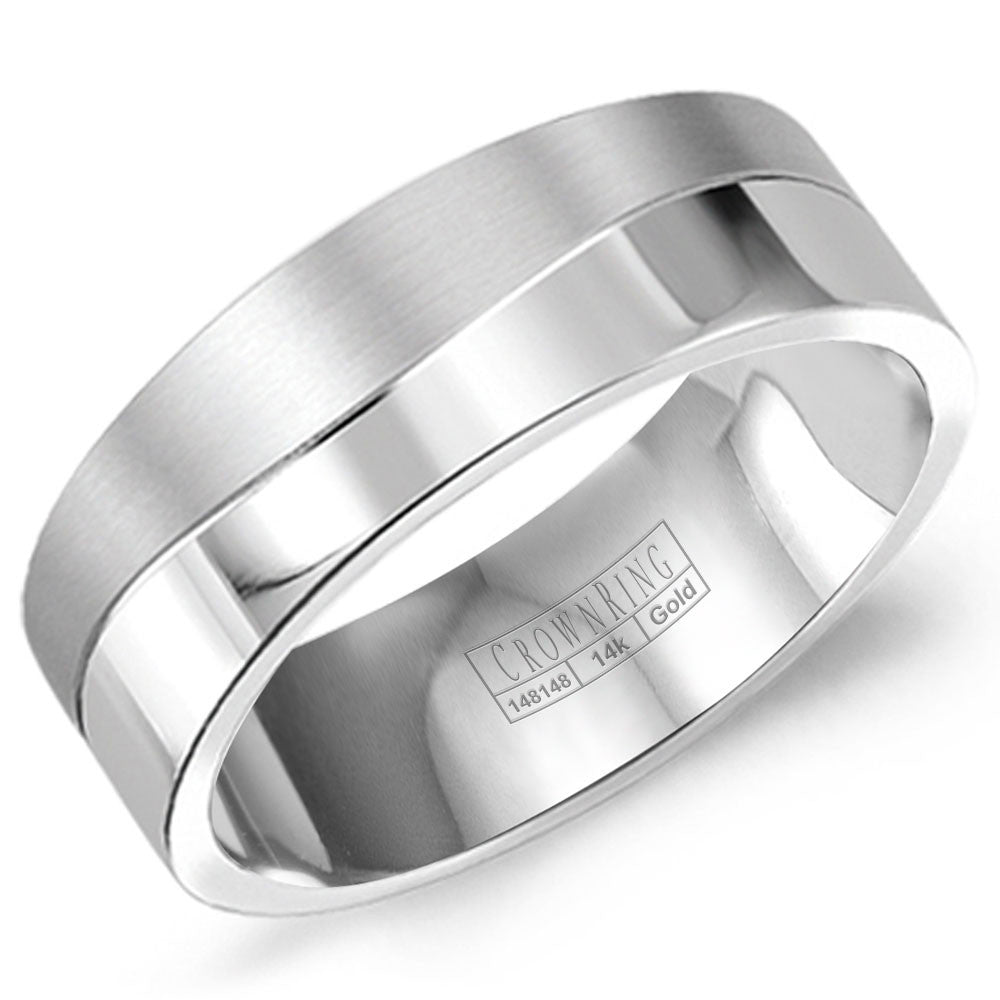 CrownRing 8MM Wedding Band with Brushed Wave Pattern WB-9003