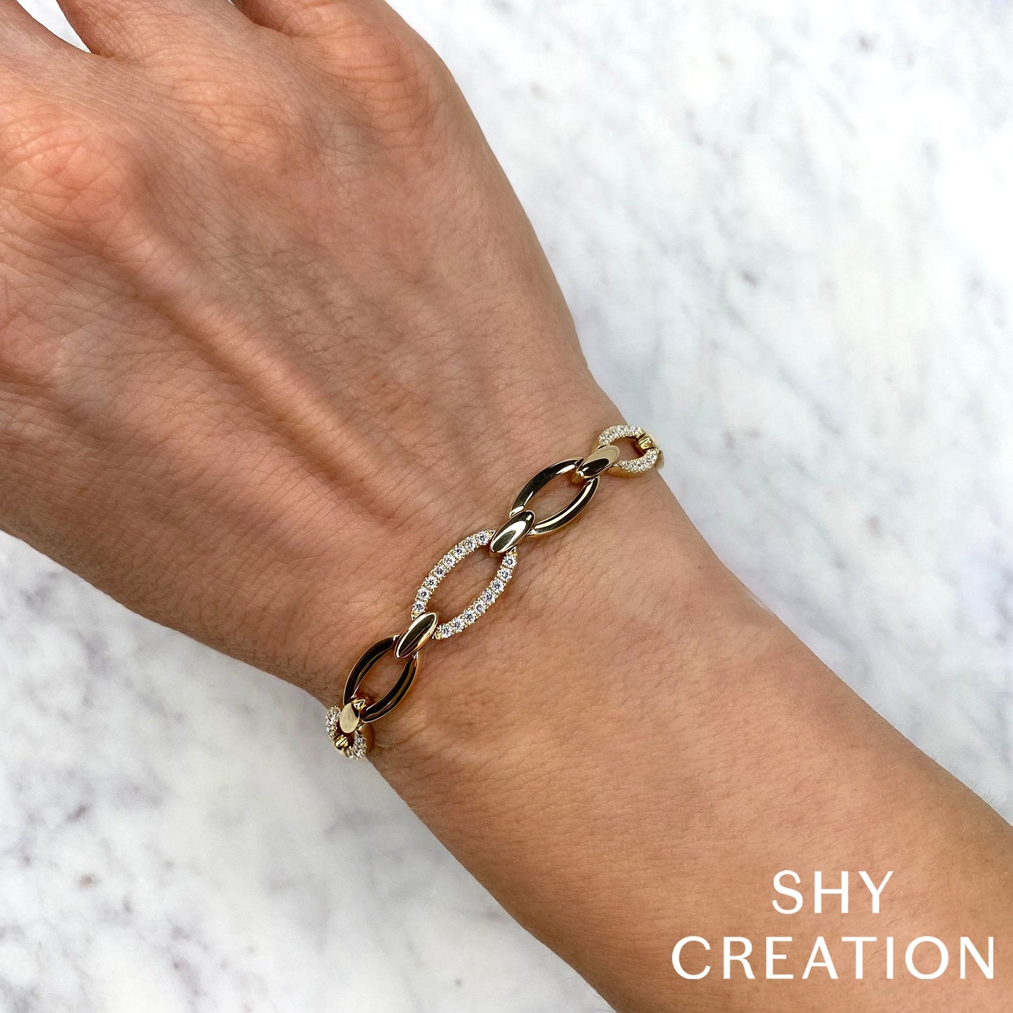 0.74CT 14K Y/G DIAMOND LINK BRACELET