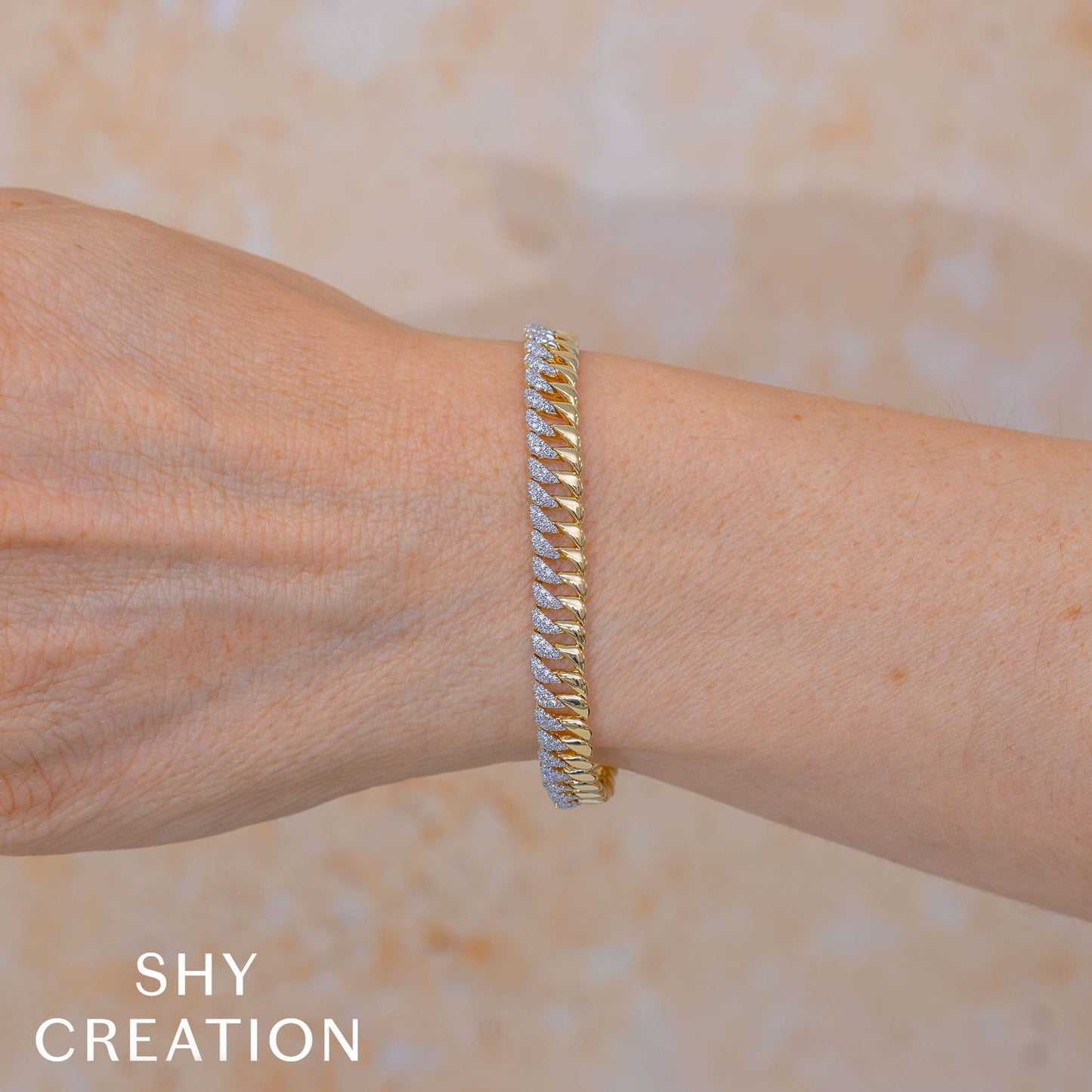 0.88CT 14K Y/G DIAMOND LINK BRACELET