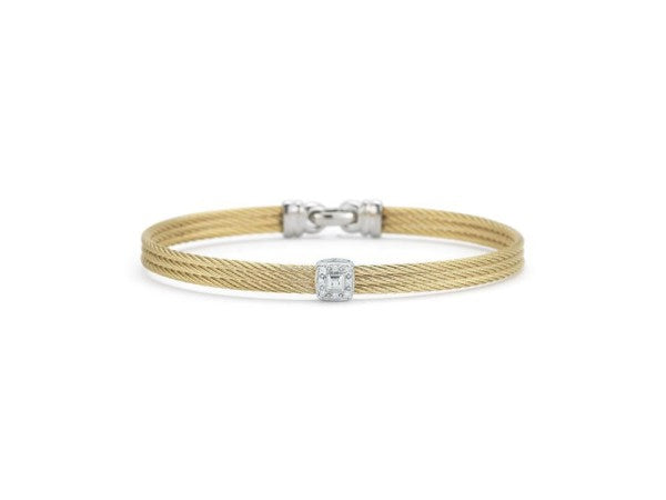 ALOR Stainless Steel and Yellow Cable Bangle
