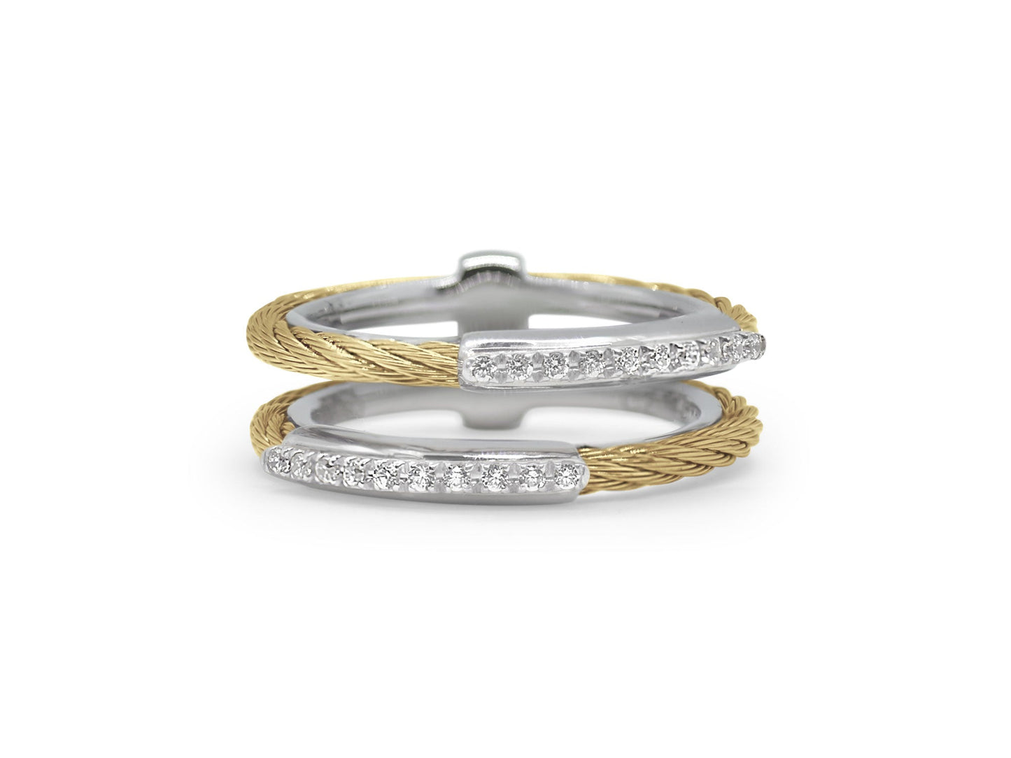 Yellow Cable Petite Channel Bar Ring with 18kt White Gold