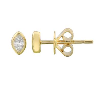 14k Yellow Gold Marquise Shape Diamond Stud Earrings