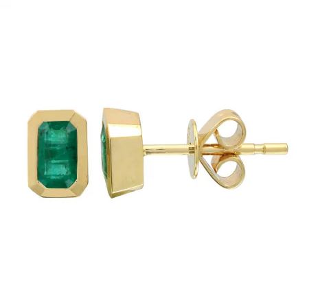 14k-Yellow-Gold-Emerald-Shape-Emerald-Stud-Earrings
