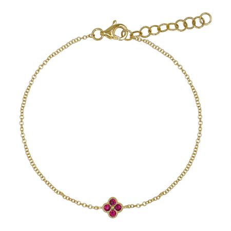 14k Yellow Gold Clover Ruby Bracelet