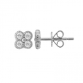 14k White Gold Diamond Clover Stud Earrings