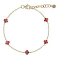 14k Yellow Gold Ruby Clover Bracelet