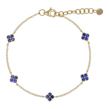 14k Yellow Gold Sapphire Clover Bracelet