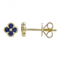 14K Yellow Gold Sapphire Clover Stud Earrings