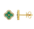 14k Yellow Gold Emerald Clover Stud Earrings