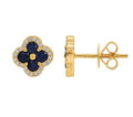 14k Yellow Gold Sapphire Clover Stud Earrings