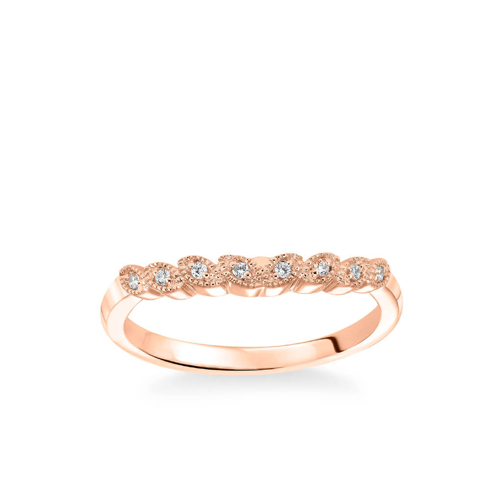 Adeline Contemporary Diamond and Milgrain Floral Wedding Band