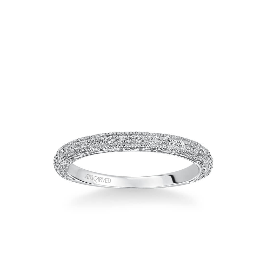 Gretchen Vintage Diamond and Milgrain Engraved Wedding Band