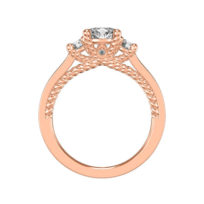 Marlow Contemporary Three Stone Rope Diamond Engagement Ring