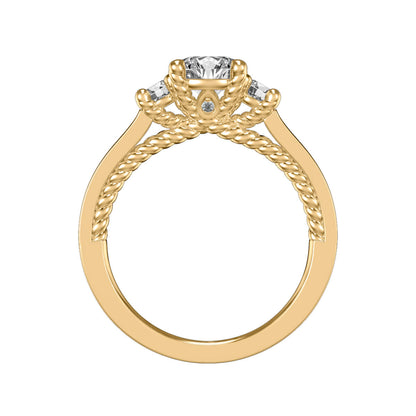 Marlow Contemporary Three Stone Rope Diamond Engagement Ring